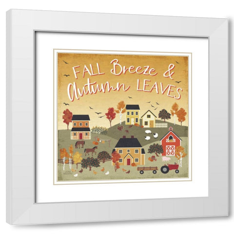 Harvest Village III Script White Modern Wood Framed Art Print with Double Matting by Marshall, Laura