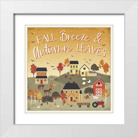 Harvest Village III Script White Modern Wood Framed Art Print with Double Matting by Marshall, Laura