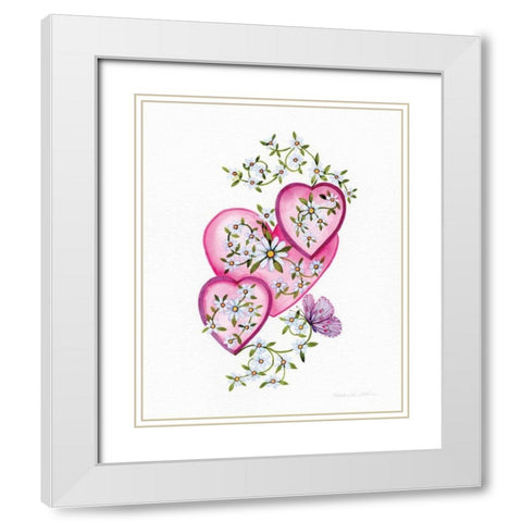 Hearts and Flowers I White Modern Wood Framed Art Print with Double Matting by McKenna, Kathleen Parr