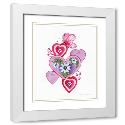 Hearts and Flowers II White Modern Wood Framed Art Print with Double Matting by McKenna, Kathleen Parr