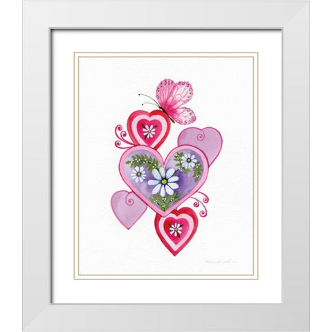 Hearts and Flowers II White Modern Wood Framed Art Print with Double Matting by McKenna, Kathleen Parr