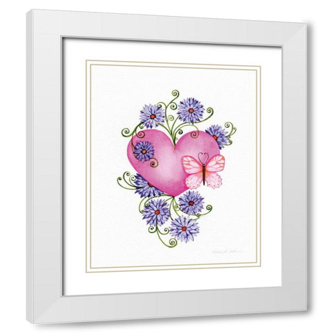 Hearts and Flowers III White Modern Wood Framed Art Print with Double Matting by McKenna, Kathleen Parr