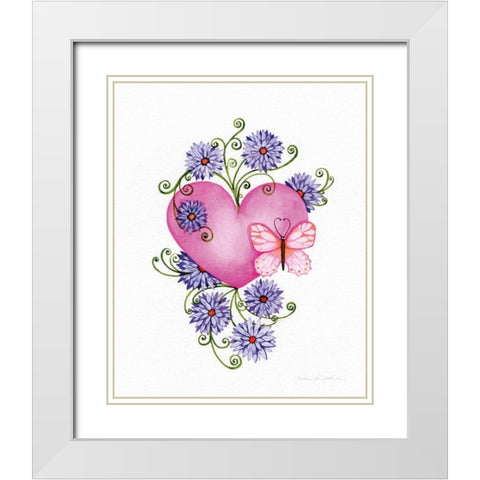 Hearts and Flowers III White Modern Wood Framed Art Print with Double Matting by McKenna, Kathleen Parr