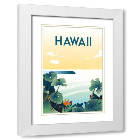 Hawaii White Modern Wood Framed Art Print with Double Matting by Escalante, Omar