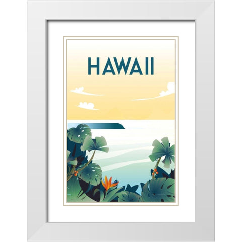 Hawaii White Modern Wood Framed Art Print with Double Matting by Escalante, Omar