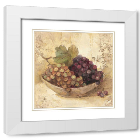 Sunlit Grapes White Modern Wood Framed Art Print with Double Matting by Hristova, Albena