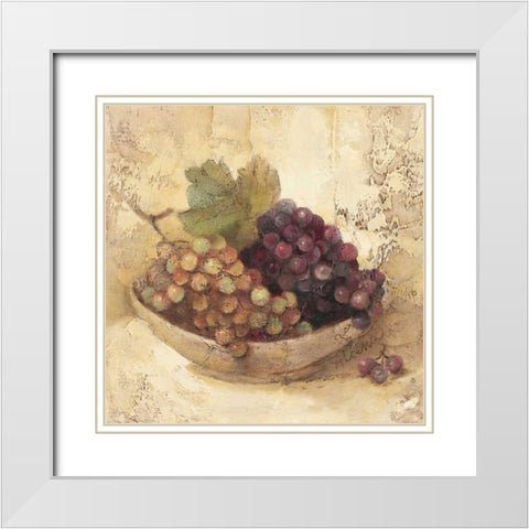 Sunlit Grapes White Modern Wood Framed Art Print with Double Matting by Hristova, Albena
