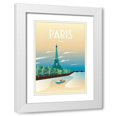 Paris White Modern Wood Framed Art Print with Double Matting by Escalante, Omar