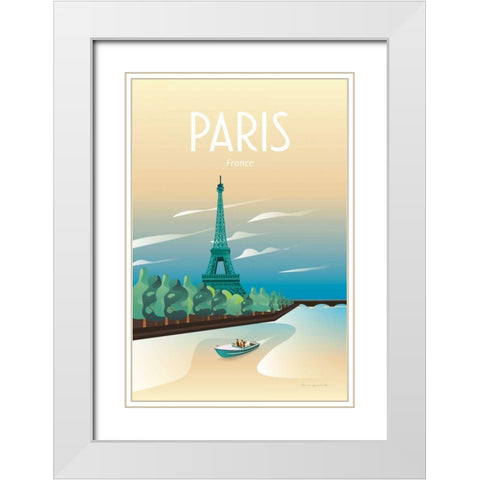 Paris White Modern Wood Framed Art Print with Double Matting by Escalante, Omar