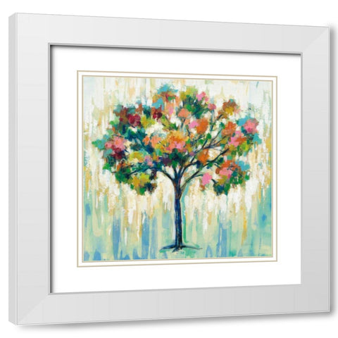 Blooming Tree White Modern Wood Framed Art Print with Double Matting by Vassileva, Silvia