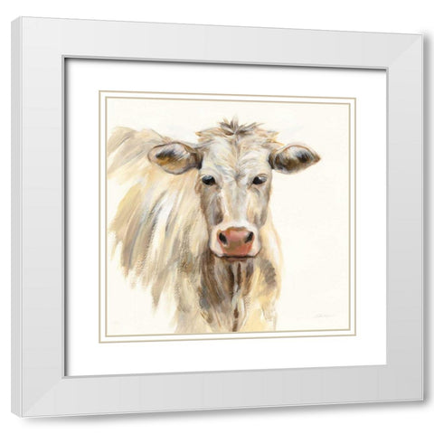 White Cow White Modern Wood Framed Art Print with Double Matting by Vassileva, Silvia