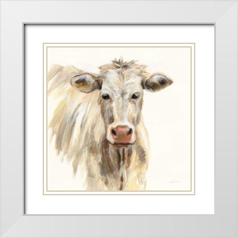 White Cow White Modern Wood Framed Art Print with Double Matting by Vassileva, Silvia