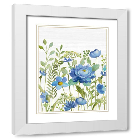 Botanical Blue VII White Modern Wood Framed Art Print with Double Matting by Vassileva, Silvia