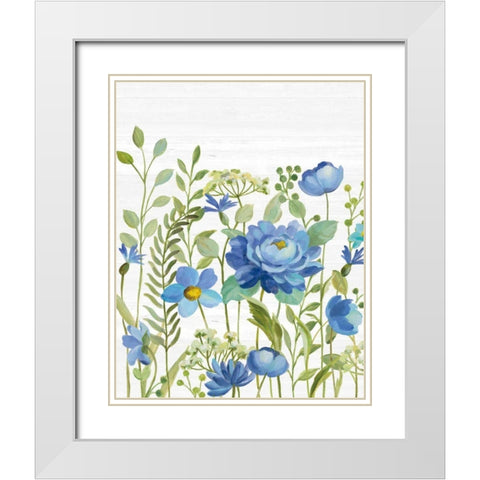 Botanical Blue VII White Modern Wood Framed Art Print with Double Matting by Vassileva, Silvia