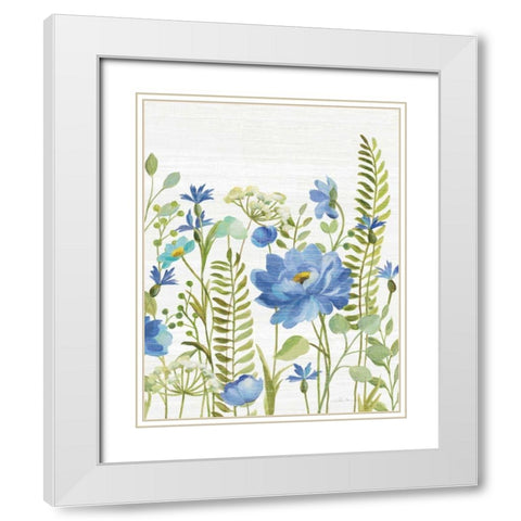 Botanical Blue VIII White Modern Wood Framed Art Print with Double Matting by Vassileva, Silvia