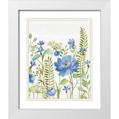 Botanical Blue VIII White Modern Wood Framed Art Print with Double Matting by Vassileva, Silvia