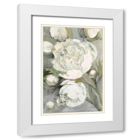 Favorite White Peonies White Modern Wood Framed Art Print with Double Matting by Hristova, Albena
