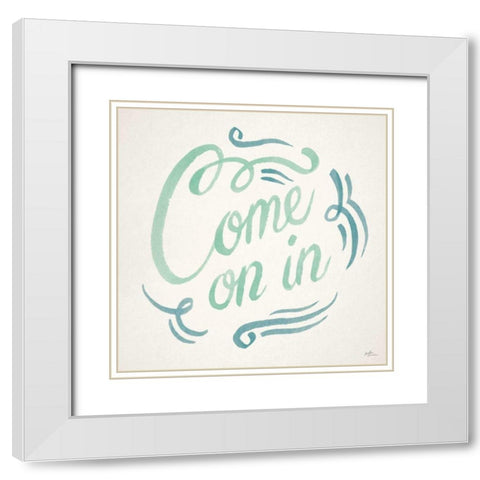 Come On In I White Modern Wood Framed Art Print with Double Matting by Penner, Janelle