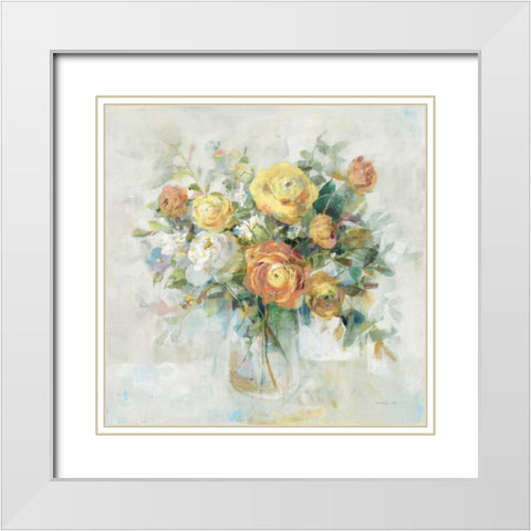 Natural Blooming Splendor I White Modern Wood Framed Art Print with Double Matting by Nai, Danhui