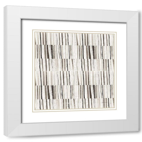 Neutral Stripes II White Modern Wood Framed Art Print with Double Matting by Warrick, Cheryl