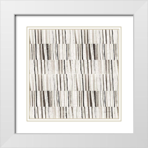 Neutral Stripes II White Modern Wood Framed Art Print with Double Matting by Warrick, Cheryl