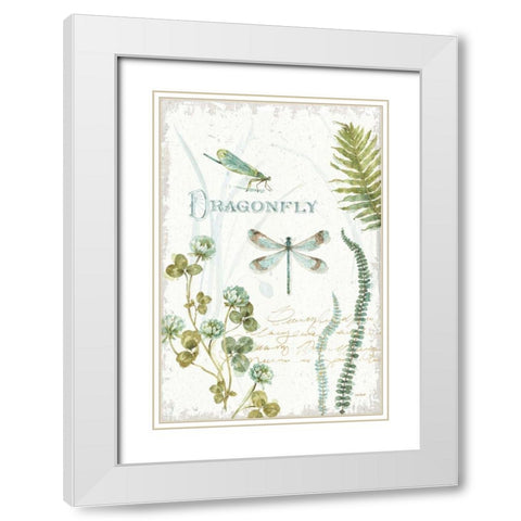 My Greenhouse Botanical Dragonfly White Modern Wood Framed Art Print with Double Matting by Audit, Lisa