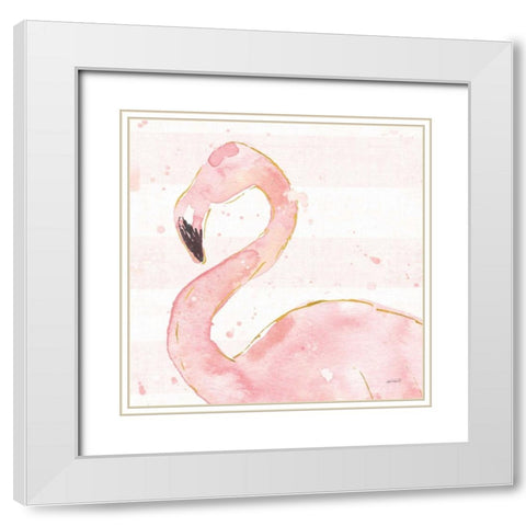 Flamingo Fever III Light No Words White Modern Wood Framed Art Print with Double Matting by Tavoletti, Anne