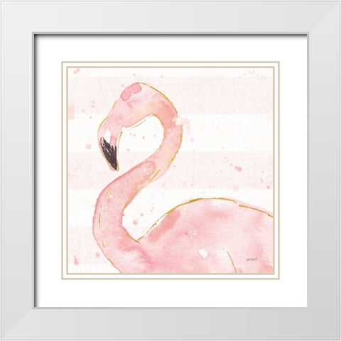 Flamingo Fever III Light No Words White Modern Wood Framed Art Print with Double Matting by Tavoletti, Anne