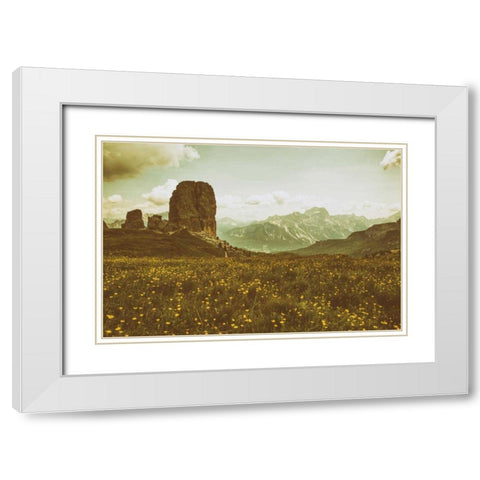Floral Fields White Modern Wood Framed Art Print with Double Matting by Aledanda