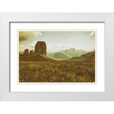 Floral Fields White Modern Wood Framed Art Print with Double Matting by Aledanda
