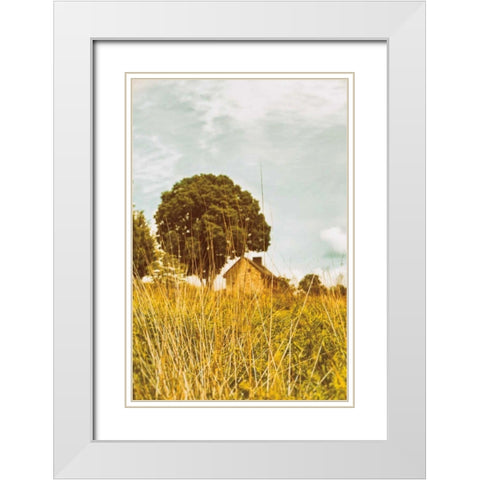 Grass and Sky White Modern Wood Framed Art Print with Double Matting by Aledanda
