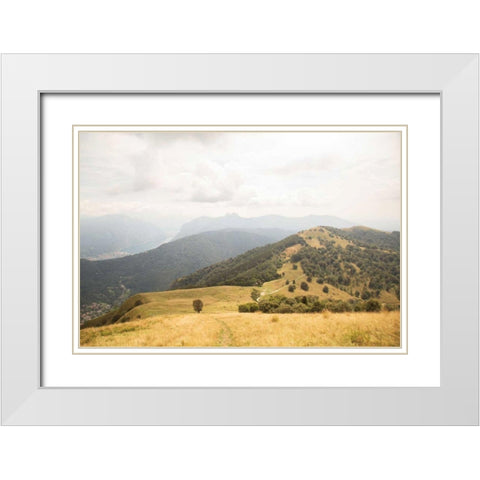 Grassy Hills and Mountains White Modern Wood Framed Art Print with Double Matting by Aledanda