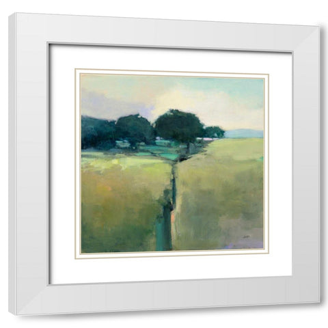Scenic Meadow White Modern Wood Framed Art Print with Double Matting by Purinton, Julia