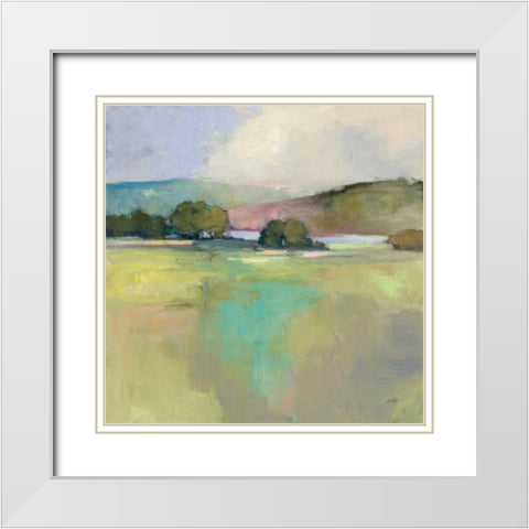 Distant Lake White Modern Wood Framed Art Print with Double Matting by Purinton, Julia