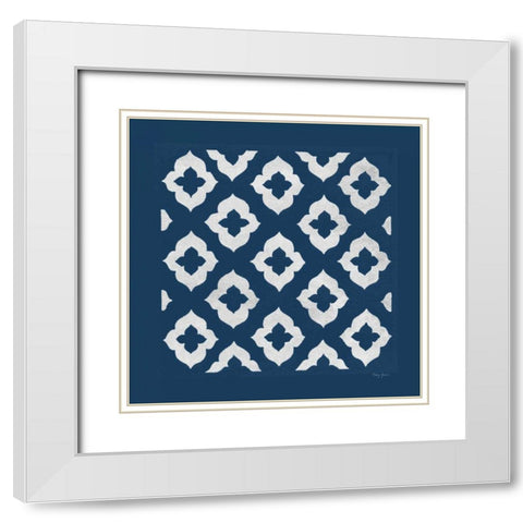 Simply Elegant I White on Blue White Modern Wood Framed Art Print with Double Matting by Green, Nancy