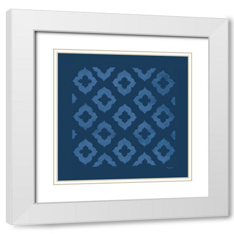 Simply Elegant I Light Blue on Dark Blue White Modern Wood Framed Art Print with Double Matting by Green, Nancy