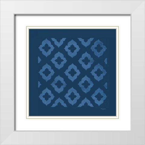 Simply Elegant I Light Blue on Dark Blue White Modern Wood Framed Art Print with Double Matting by Green, Nancy