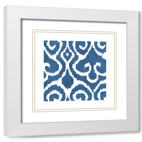 Simply Elegant II Blue on White White Modern Wood Framed Art Print with Double Matting by Green, Nancy