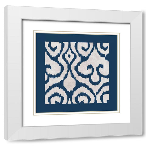 Simply Elegant II White on Blue White Modern Wood Framed Art Print with Double Matting by Green, Nancy