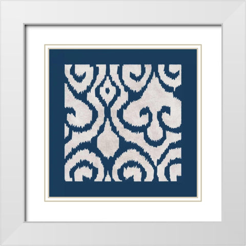Simply Elegant II White on Blue White Modern Wood Framed Art Print with Double Matting by Green, Nancy