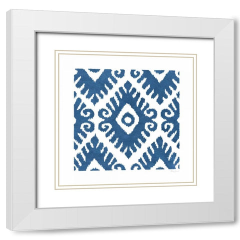 Simply Elegant VII Blue on White White Modern Wood Framed Art Print with Double Matting by Green, Nancy