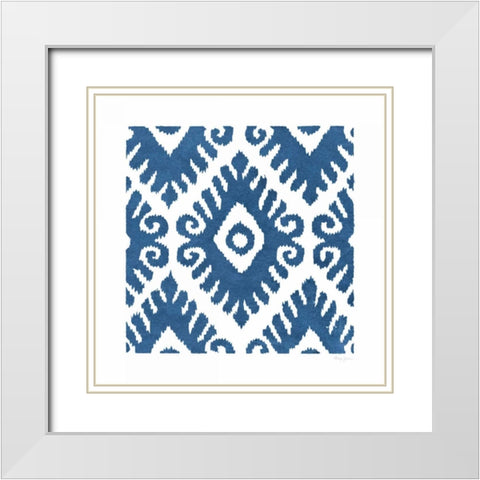 Simply Elegant VII Blue on White White Modern Wood Framed Art Print with Double Matting by Green, Nancy