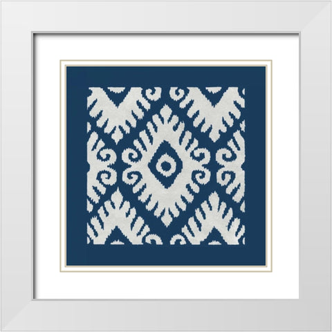 Simply Elegant VII White on Blue White Modern Wood Framed Art Print with Double Matting by Green, Nancy