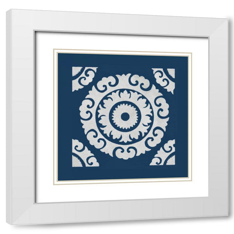 Simply Elegant VIII White on Blue White Modern Wood Framed Art Print with Double Matting by Green, Nancy