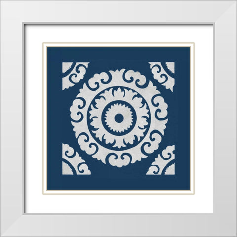 Simply Elegant VIII White on Blue White Modern Wood Framed Art Print with Double Matting by Green, Nancy