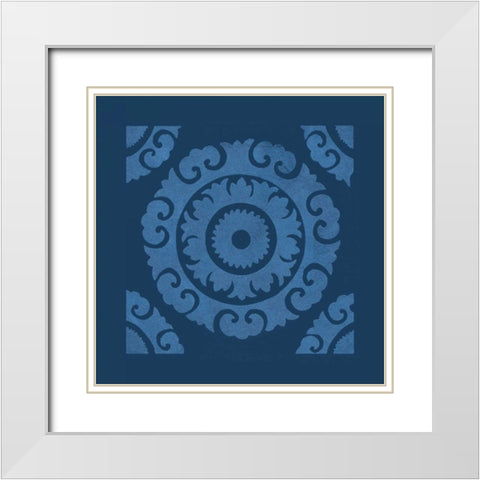 Simply Elegant VIII Light Blue on Dark Blue White Modern Wood Framed Art Print with Double Matting by Green, Nancy