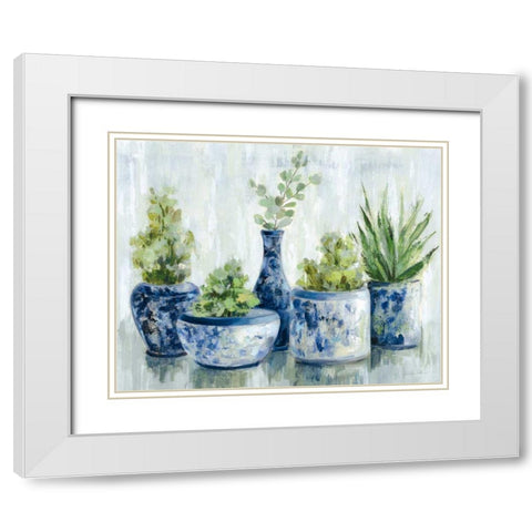 Chinoiserie Plants Bright White Modern Wood Framed Art Print with Double Matting by Vassileva, Silvia