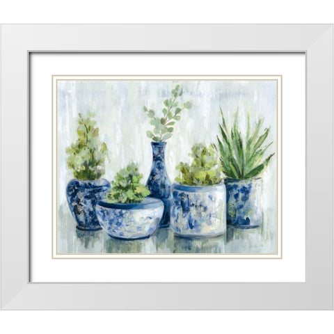 Chinoiserie Plants Bright White Modern Wood Framed Art Print with Double Matting by Vassileva, Silvia