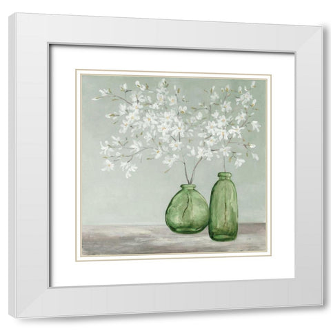Spring Delight Green White Modern Wood Framed Art Print with Double Matting by Purinton, Julia