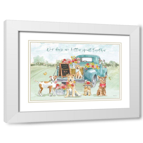 Furry Pals I White Modern Wood Framed Art Print with Double Matting by Grove, Beth